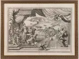 ALLEGORICAL , REPUBLIC OF VENICE AT WAR ENGRAVING by Vincenzo Maria Coronelli, engraving on laid paper, sold Oct 2024