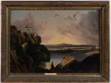 ROANOKE CO., VALLEY OF VIRGINIA, STUDENT LANDSCAPE PAINTING by Hollins Institute, oil on artist's board, sold Mar 2025