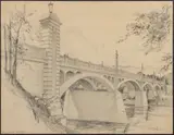 DRAWING OF THE MEMORIAL BRIDGE, ROANOKE, VIRGINIA by Louis H. Ruyl, pencil on paper, sold Mar 2025
