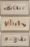 DIRTY DOGS OF PARIS ETCHINGS / PRINTS, LOT OF THREE by Boris O'Klein, hand-colored etchings on paper, sold Mar 2025