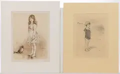 PRINTS, LOT OF TWO by Mathilde De Cordoba, drypoint etching in color, sold Sep 2024