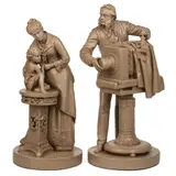 PHOTOGRAPHER AND SITTER PLASTER STATUE GROUPING, LOT OF TWO by John Rogers, cast-plaster with a patinated surface, sold Mar 2025