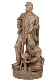 WOUNDED TO THE REAR / ONE MORE SHOT CIVIL WAR PLASTER STATUE by John Rogers, cast-plaster with a patinated surface, sold Mar 2025