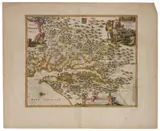 / ARNOLDUS MONTANUS (DUTCH, C. 1625-1683) , NOVA VIRGINIAE TABULA MAP OF VIRGINIA by John Ogilby, engraving on laid paper with old hand-coloring, sold Mar 2025