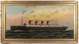 PORTRAIT OF THE OCEAN LINER SS FRANCE by Antonio Jacobsen, oil on board, sold Nov 2024