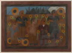 ATTRIBUTED, OUTSIDER ART DRAWING by Eddie Arning, crayon on paper, sold Nov 2024