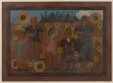 ATTRIBUTED, OUTSIDER ART DRAWING by Eddie Arning, crayon on paper, sold Nov 2024