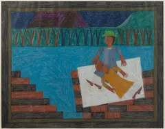 ATTRIBUTED, OUTSIDER ART DRAWING by Eddie Arning, oil pastel / cray-pas on paper, sold Nov 2024