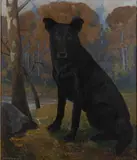 PORTRAIT OF A DOG by Andrew Doragh, oil on canvas, sold Nov 2024
