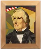 HISTORICAL POLITICAL PORTRAIT OF MILLARD FILLMORE (1800-1874) by Orville H. A. Mills, oil on canvas panel, sold Nov 2024