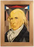 HISTORICAL POLITICAL PORTRAIT OF JAMES MADISON (1751-1836) by Orville H. A. Mills, oil on canvas panel, sold Nov 2024