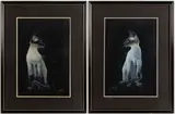 CAT PORTRAITS, PAIR by Wayne Fulcher, gouache on paper, sold Oct 2024
