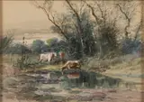 PASTORAL LANDSCAPE by Francis Stayman Medairy, watercolor on paper, sold Oct 2024
