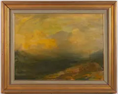LANDSCAPE PAINTING by David Stirling, oil on board, sold Oct 2024