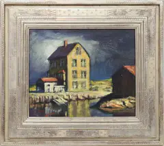Moonlit House by George Sotter, Oil on board, sold Jun 2021
