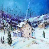 Blue Moon,m Buckingham Mt. by Christopher Willett, Oil on canvas, sold Jun 2021