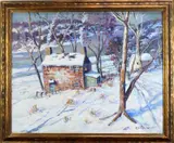 January, River Road Above New Hope, Pa. by Christopher Willett, Oil on board, sold Jun 2021