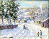 River Road. New Hope, Pa by Christopher Willett, Oil on board, sold Jun 2021