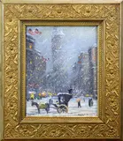 Coachman December, New York City, December by Christopher Willett, Oil on board, sold Jun 2021