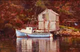 Blue Boat - Hackett's Cove by Joseph James Crilley, Oil on board, sold Sep 2021