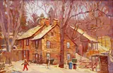 Stone House, Winter by Joseph James Crilley, Oil on board, sold Sep 2021