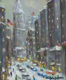 NY City by Christopher Willett, Oil on board, sold Sep 2021