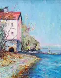 Early Autumn Old Mill by Alan Fetterman, Oil on canvas, sold Sep 2021