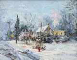 Snowing in Stockton by Alan Fetterman, Oil on canvas, sold Sep 2021