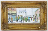 Town Gossip, Gloucester Mass, Fishing Village by Christopher Willett, Oil on board, sold Sep 2021