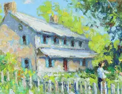 Morning cottage in Buckingham, Pa. by Christopher Willett, Oil on board, sold Sep 2021