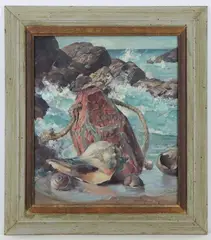 Lobster Marker by Arthur Meltzer, Oil on canvas, sold Sep 2021
