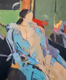 The Blue Robe by Charles Cajori, Oil on canvas, sold Sep 2021