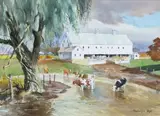 Farm with Cattle, Shippensburg by Ranulph Bye, Watercolor, sold Sep 2021