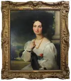 Miss Charlotte Woodward by George Henry Harlow, Oil on canvas, sold Sep 2021