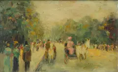 Paris Autrefois by Gabriel Spat, Oil on board, sold Sep 2021