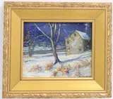Along the Tinicum Creek, Bucks County, PA by Christopher G. Willett, Oil on board, sold Mar 2022