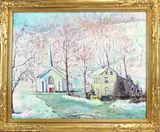Rivertown in snow, Milford by Alan Fetterman, Oil on board, sold Mar 2022