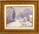 The canal at Lumberville in winter by Laurence A. Campbell, Oil on canvas, sold Mar 2022