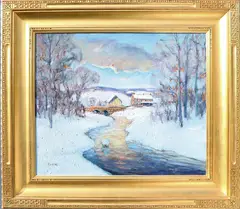 The Brook by Walter Emerson Baum, Oil on canvas, sold Mar 2022