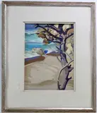Pine Frieze and the Pacific by Len Chmiel, Oil on board, offered Mar 2022