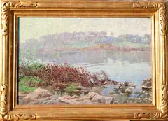 Delaware River by Henry Ryan MacGinnis, Oil on canvas, sold Mar 2022