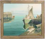 New Bedford Harbor, Mass by Melville F. Stark, Oil on canvas, sold Apr 2022