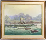 Rockport Harbor by Melville F. Stark, Oil on board, sold Apr 2022