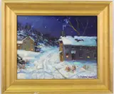 In the Light of the Moon, Carversville, Bucks County, PA by Christopher G. Willett, Oil on board, sold Jun 2022