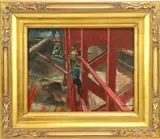 Construction Workers by Harry Leith-Ross, Oil on board, sold Jun 2022