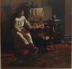 Interior by Douglas Ferrin, Oil on canvas, sold Jun 2022