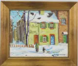First Snow, Lambertville, PA by Christopher G. Willett, Oil on board, sold Jun 2022