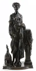 Untitled by Auguste Joseph Peiffer, Bronze sculpture of Juno with peacock, sold Jun 2022
