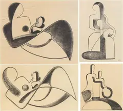 Untitled by Margot Kempe, Charcoal drawings, sold Oct 2022