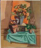 The Blue Flower Pot by Frederick Childs, Oil on canvas, sold Oct 2022